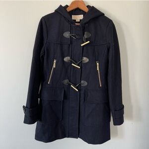 Michael Khors Navy Duffle Hooded Peacoat